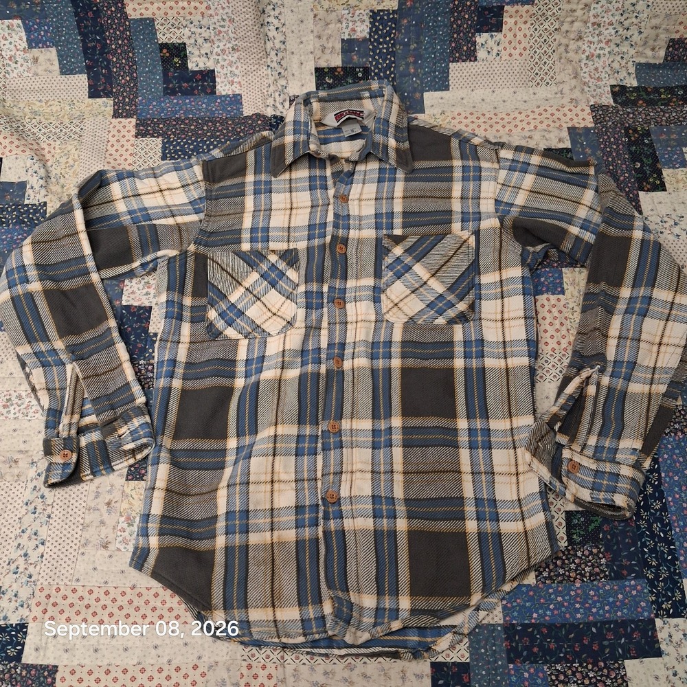 1980s Big Mac Heavyweight Flannel Shirt Mens S Made in USA Plaid Workwear Cotton